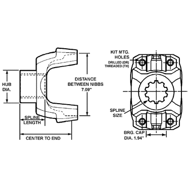YOKE-END 2-11/32-16 SPLINE