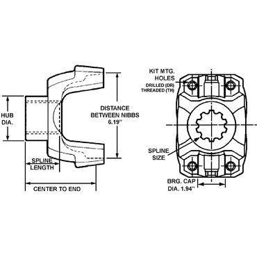YOKE-END W/DEFLECTOR & HARDWARE