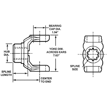Yoke, End, Drive Shaft, Round