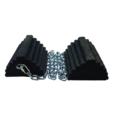 SET OF 2 SOLID WHEEL CHOCKS W/ 5' CHAIN