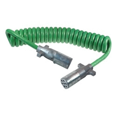 TRAILER WIRING, COIL CORD, 15', GREEN, A