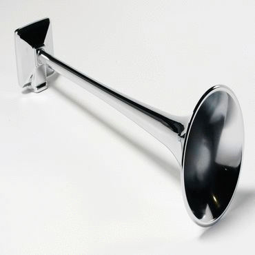 SINGLE ROUND BELL HORN, 37" CHROME PLATE